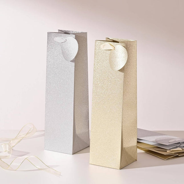 Posh Paper Champagne Wine Gift Bags, Wine Bottle Bags-12 Pcs, 13 3⁄4“ x 4“ x 4"