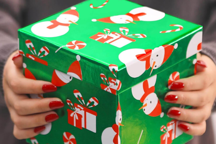 Snowman Green Box for Christmas Gift | Posh Paper