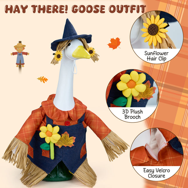 Scarecrow Porch Goose for 23 Inch Lawn Statue - Outdoor Yard Garden Patio Farmhouse Autumn Decor