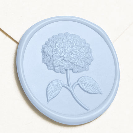 30mm Light Blue 3D Hydrangea Flower Wax Seal Stickers - 50pcs Round Edge