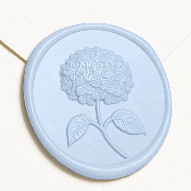 30mm Light Blue 3D Hydrangea Flower Wax Seal Stickers - 50pcs Round Edge