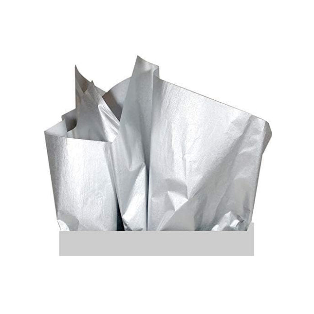 100 Sheets Metallic Silver Foil Gift Tissue Paper Bulk 20 X 14''