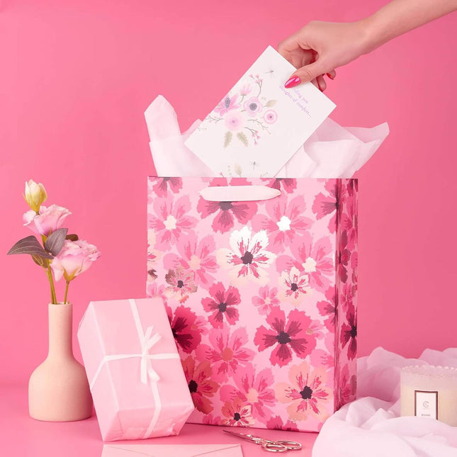 12Pcs Floral Polka Dot Large Gift Bags Bulk with Tissue Paper