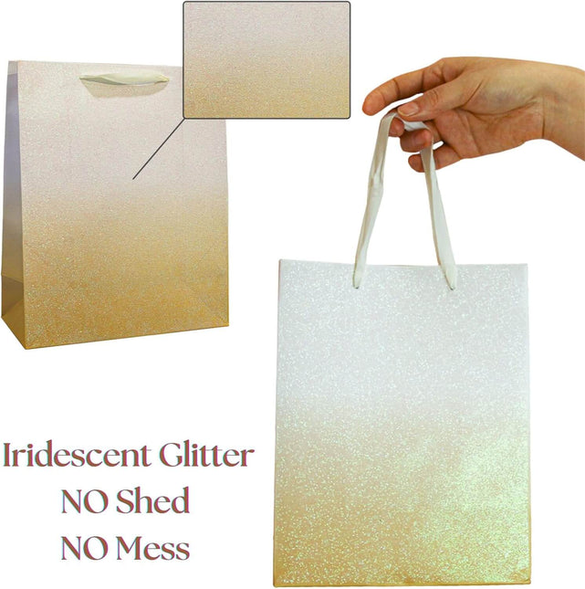 12Pcs Ombre Gold Medium Gift Bags with 24 Tissue Paper