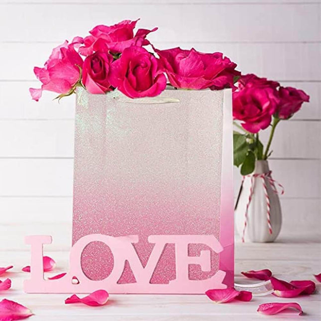 12Pcs Ombre Pink Medium Gift Bags with 24 Tissue Paper