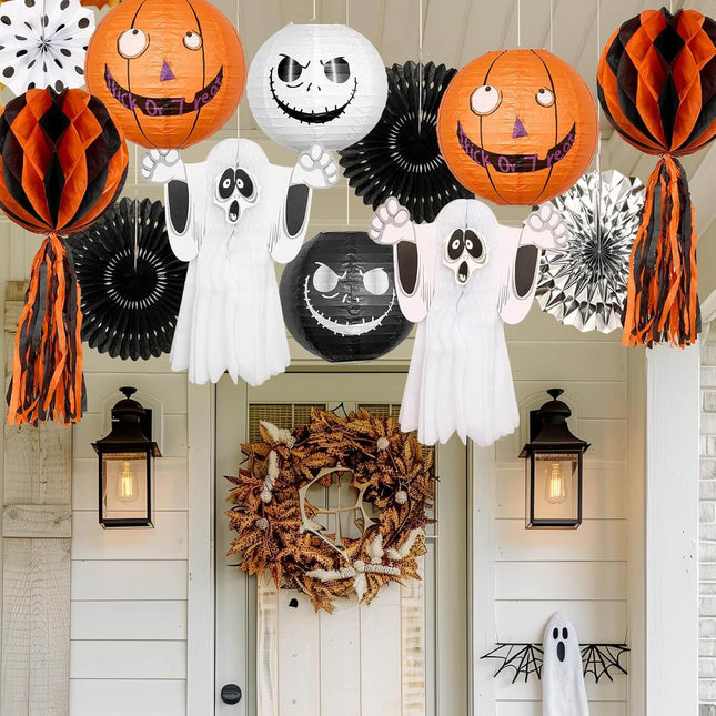 13 Pcs Halloween Hanging Decoration Paper Lantern Set