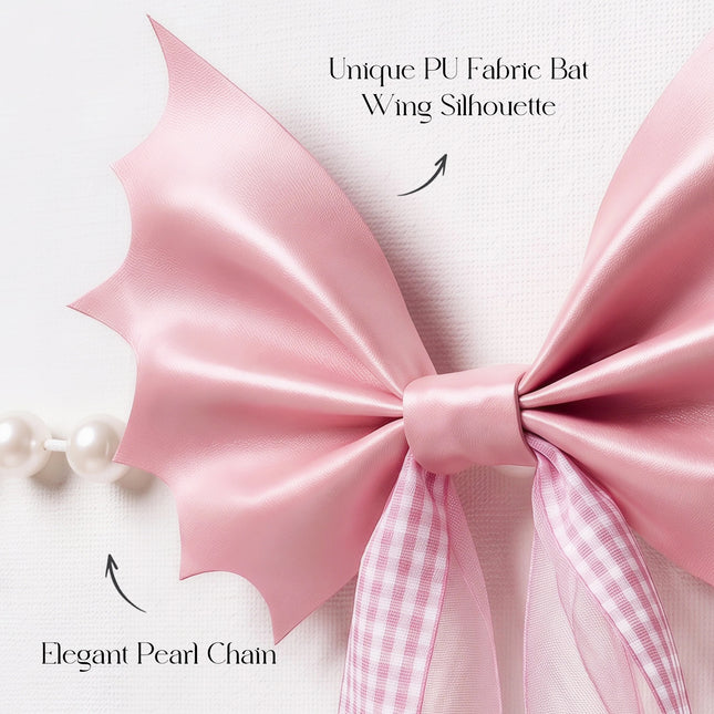 FLAIR GIFTS 6.5ft Halloween Bat Bow Pearl Garland, Black & Pink Decor
