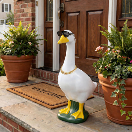 FLAIR GIFTS Porch Goose Statue 5pc Accessory Combination Set, Hip Hop Goose Accessories Kit with Chains Sunglasses Strap for 23 Inch Goose, Cool Street Style Yard Garden Decor (Hip-hop 5PC)