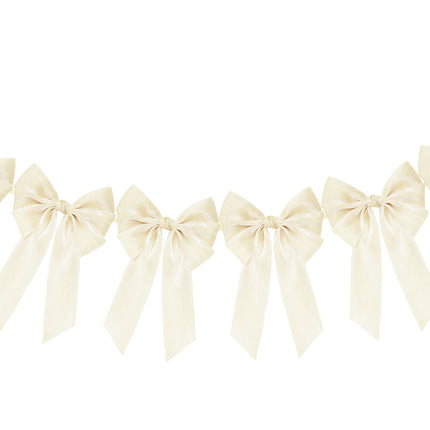 FLAIR GIFTS 1-String 6.5ft Ivory White Bows Garland Banner, 6 Pcs Pre-Strung Bows Party Decorations for Bridal Shower, Birthday, Bachelorette Party, Baby Shower, Tea Party Supplies
