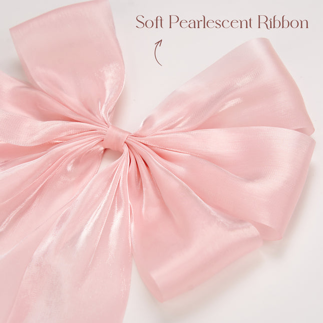 FLAIR GIFTS 16pcs Pink Coquette Bow Wall Decor - Satin Silk Ribbon Bow Garland Banner for Girls Birthday, Baby Shower Photo Backdrop, Aesthetic Room Decor & Gift Wrapping (Sticky Dots Included)