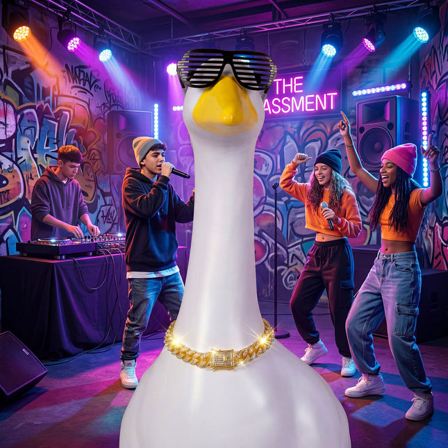 FLAIR GIFTS Porch Goose Statue 5pc Accessory Combination Set, Hip Hop Goose Accessories Kit with Chains Sunglasses Strap for 23 Inch Goose, Cool Street Style Yard Garden Decor (Hip-hop 5PC)