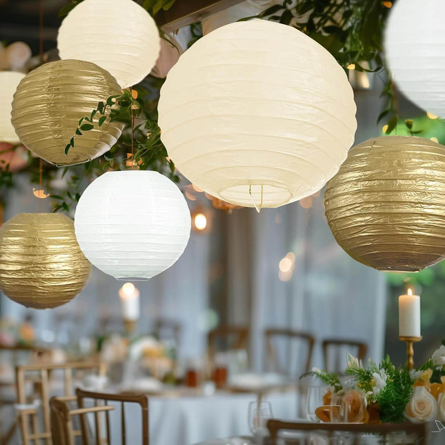 18Pcs Metallic Gold Paper Lantern Wedding Decoration Set