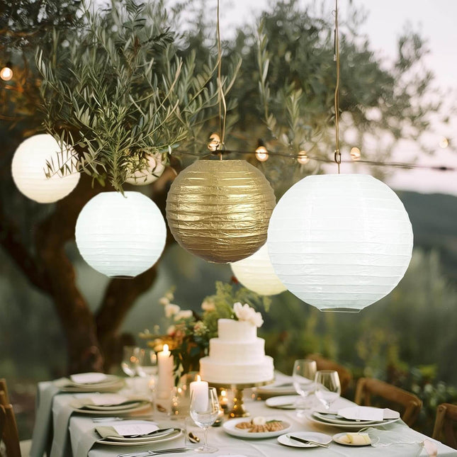 18Pcs Metallic Gold Paper Lantern Wedding Decoration Set