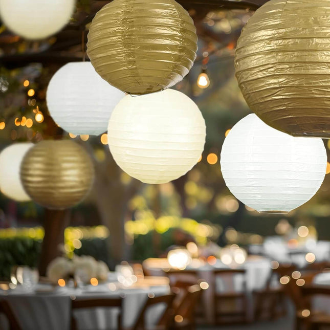 18Pcs Metallic Gold Paper Lantern Wedding Decoration Set