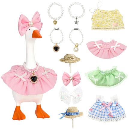 4 Sets of Magnetic Desk Goose Statue with Outfits, DIY Resin 7 Inch Goose Figurine, Funny Key Holder Desktop Decor for Home Office Gift
