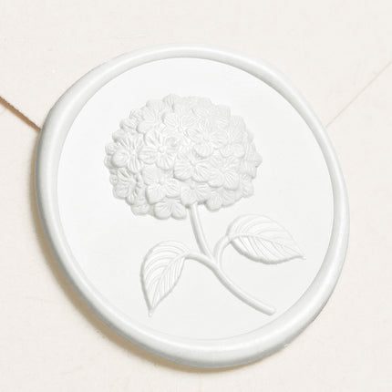 30mm White 3D Hydrangea Flower Wax Seal Stickers - 50pcs Round Edge