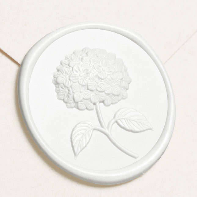 30mm White 3D Hydrangea Flower Wax Seal Stickers - 50pcs Round Edge