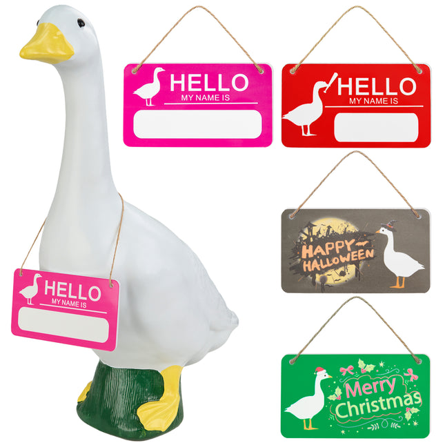 FLAIR GIFTS 4PCS Writable Sign Board Set for 23in Proch Goose Statue