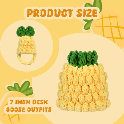 Desk Goose Outfits Fruit Outifits(Pineapple) 7 Inch Desk Goose Outfits Pineapple, Handmade Knit Costume 2 PCs with Hat & Dress for Desktop Goose Statue Clothes Accessories Decor Gift