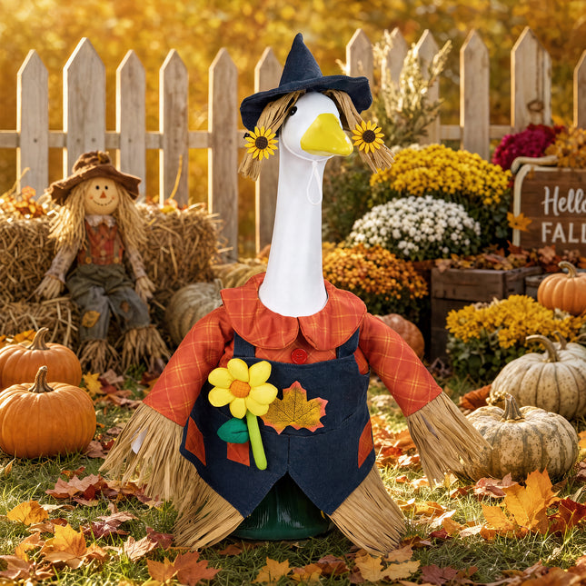 Scarecrow Porch Goose for 23 Inch Lawn Statue - Outdoor Yard Garden Patio Farmhouse Autumn Decor