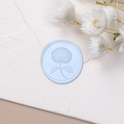 30mm Light Blue 3D Hydrangea Flower Wax Seal Stickers - 50pcs Round Edge