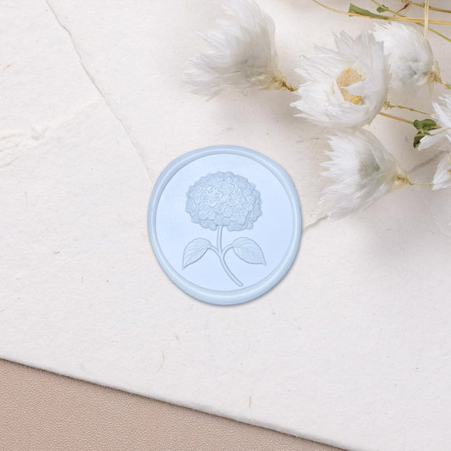 30mm Light Blue 3D Hydrangea Flower Wax Seal Stickers - 50pcs Round Edge