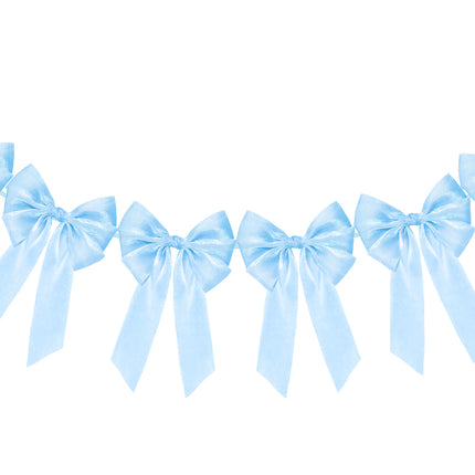 FLAIR GIFTS 1-String 6.5ft Blue Bows Garland Banner, 6 Pcs Pre-Strung Bows Party Decorations for Baby Shower, Birthday, Bridal Shower, Bachelorette Party, Tea Party Supplies