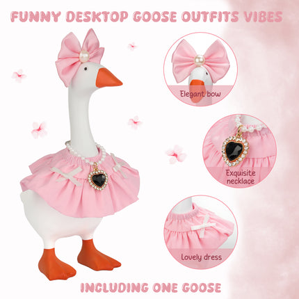 4 Sets of Magnetic Desk Goose Statue with Outfits, DIY Resin 7 Inch Goose Figurine, Funny Key Holder Desktop Decor for Home Office Gift