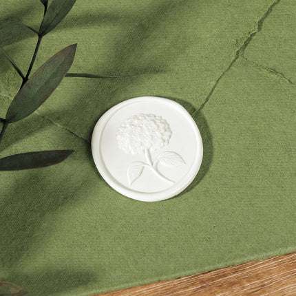 30mm White 3D Hydrangea Flower Wax Seal Stickers - 50pcs Round Edge