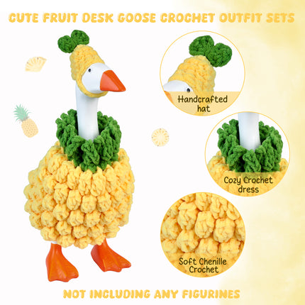Desk Goose Outfits Fruit Outifits(Pineapple) 7 Inch Desk Goose Outfits Pineapple, Handmade Knit Costume 2 PCs with Hat & Dress for Desktop Goose Statue Clothes Accessories Decor Gift