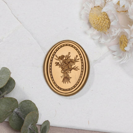 31mm Bronze Gold Vintage Frame Bouquet Wax Seal Stickers - 50pcs Round Edge