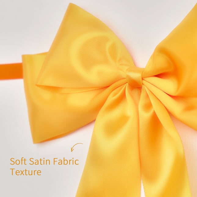 1-String Vintage Fall Bow Garland, 8 Pre-Strung Brown& Orange& Yellow Double-Layer Satin Ribbon Bows Banner, Reusable Autumn Thanksgiving Wall Mantel Decor
