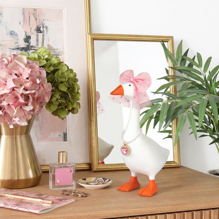 FLAIR GIFTS 2 Sets of Magnetic Desk Goose Statues, DIY Resin 7 Inch Goose Figurines with Dress Up Accessories, Funny Key Holder Desktop Decor for Home Office Gift