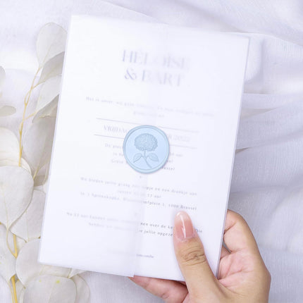 30mm Light Blue 3D Hydrangea Flower Wax Seal Stickers - 50pcs Round Edge