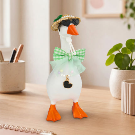 24 PCs 7 Inch Desktop Goose Outfits, Mix & Match Goose Outfits with Hat Wig Bow Dress Necklace Glasses for Desktop Goose Statue Indoor Decor Home Decor Gift