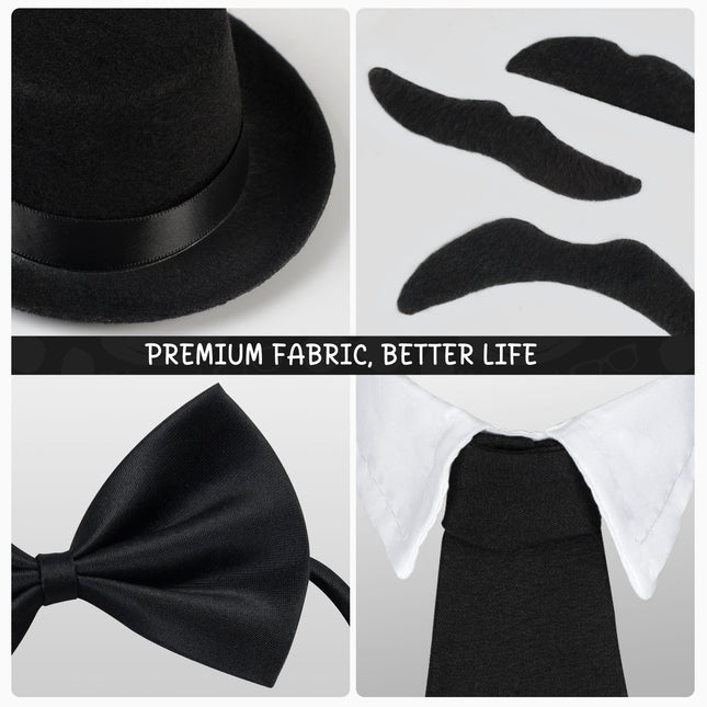 FLAIR GIFTS Porch Goose Statue 7pc Accessory Combination Set, Gentleman Goose Accessories Kit with Top Hat Bow Tie Sunglasses Strap for 23 Inch Goose, Black Formal Style Yard Decor (Black Formal 7PC)