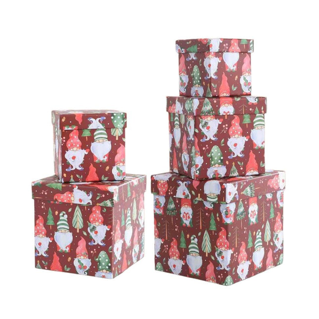 5 Pcs Santa Claus Christmas Gift Boxes - Posh Paper