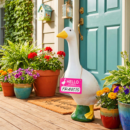 FLAIR GIFTS 4PCS Writable Sign Board Set for 23in Proch Goose Statue