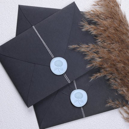 30mm Light Blue 3D Hydrangea Flower Wax Seal Stickers - 50pcs Round Edge