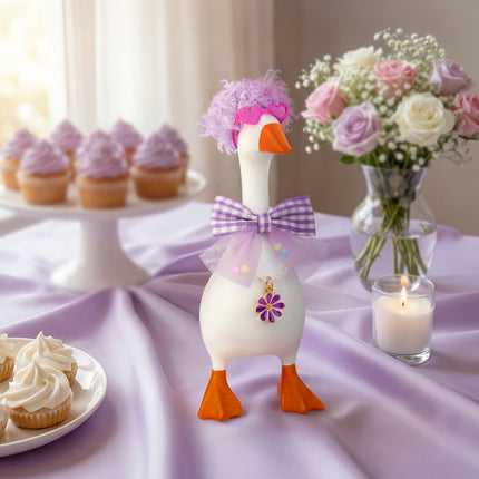 24 PCs 7 Inch Desktop Goose Outfits, Mix & Match Goose Outfits with Hat Wig Bow Dress Necklace Glasses for Desktop Goose Statue Indoor Decor Home Decor Gift