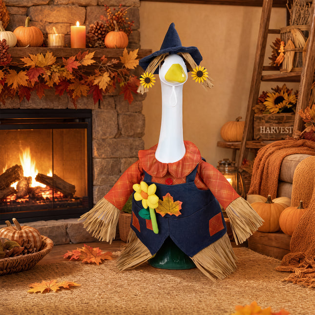 Scarecrow Porch Goose for 23 Inch Lawn Statue - Outdoor Yard Garden Patio Farmhouse Autumn Decor