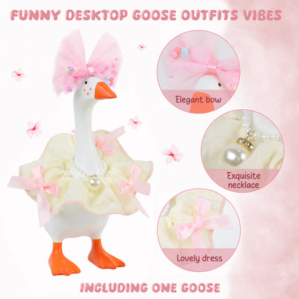 FLAIR GIFTS 30 PC Magnetic Desk Goose Statue with Dress Up Accessories, DIY Resin 7 Inch Goose Figurine, Funny Key Holder for Home Office Desktop Decor