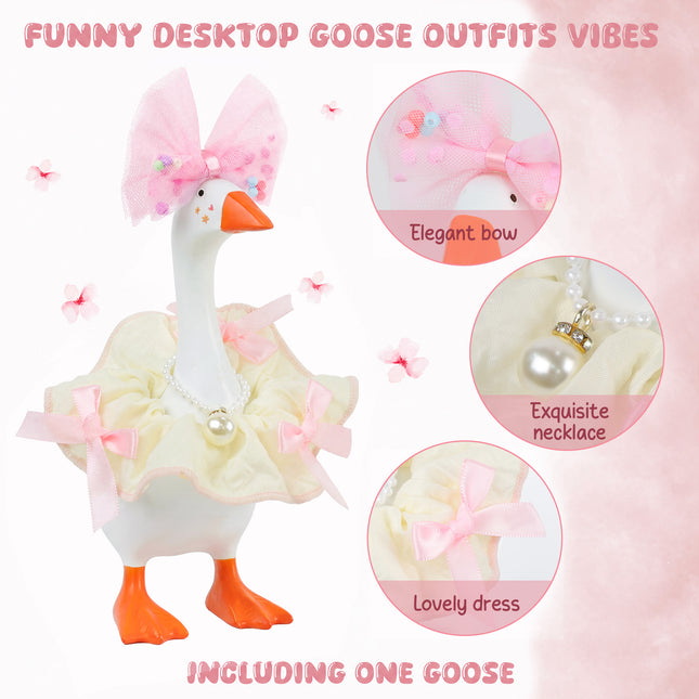 FLAIR GIFTS 30 PC Magnetic Desk Goose Statue with Dress Up Accessories, DIY Resin 7 Inch Goose Figurine, Funny Key Holder for Home Office Desktop Decor