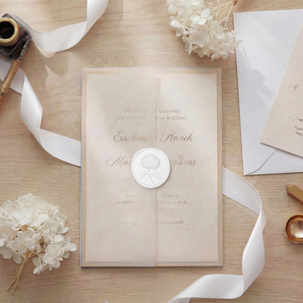 30mm White 3D Hydrangea Flower Wax Seal Stickers - 50pcs Round Edge
