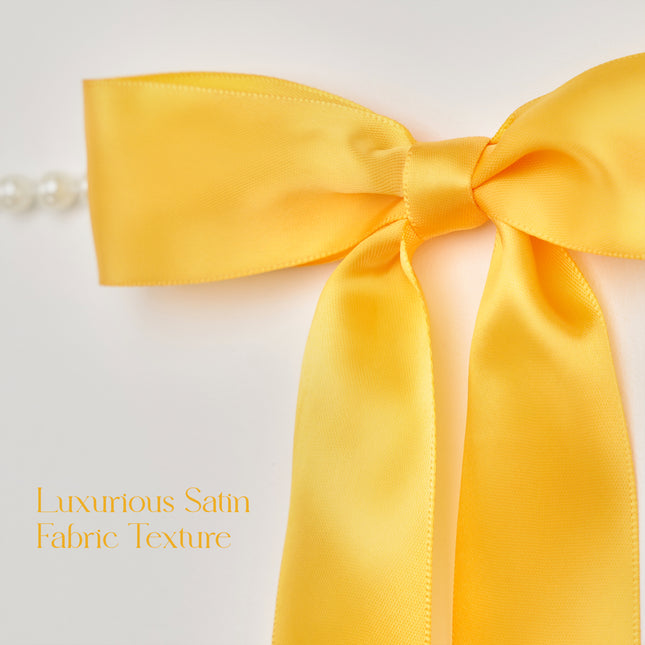 FLAIR GIFTS 2 Strings Fall Bow Garland Banner, 6.5ft Pearl Chain Pre-Strung 6 Satin Ribbon for Autumn Decor, Thanksgiving, Friendsgiving, Pumpkin Patch Party, Vintage Harvest Mantle Backdrop