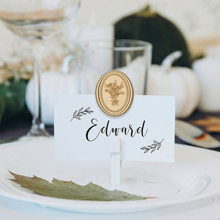 31mm Matte Gold Vintage Frame Bouquet Wax Seal Stickers - 50pcs Round Edge