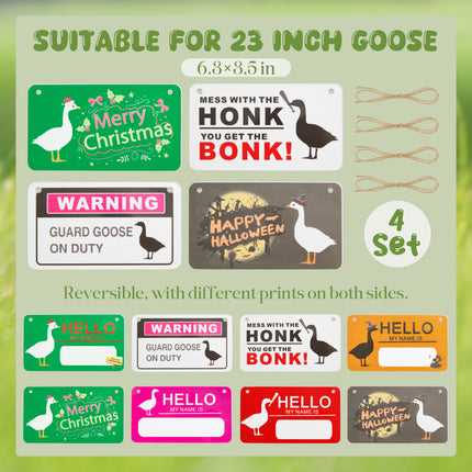 FLAIR GIFTS 4PCS Writable Sign Board Set for 23in Proch Goose Statue