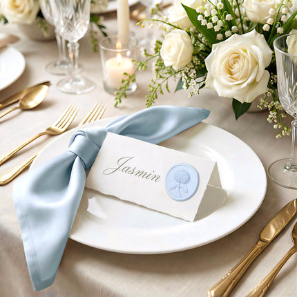 30mm Light Blue 3D Hydrangea Flower Wax Seal Stickers - 50pcs Round Edge