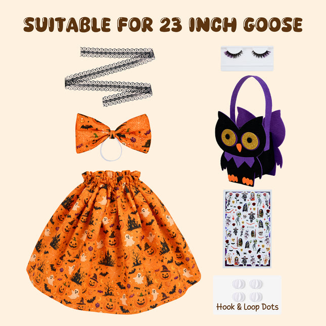 Halloween Orange Dress Porch Goose Outfits for 23 Inch Lawn Statue - Outdoor Yard Garden Lawn Autumn Decor Costume