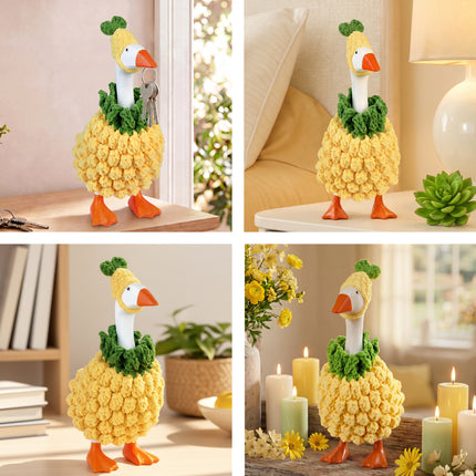 Desk Goose Outfits Fruit Outifits(Pineapple) 7 Inch Desk Goose Outfits Pineapple, Handmade Knit Costume 2 PCs with Hat & Dress for Desktop Goose Statue Clothes Accessories Decor Gift